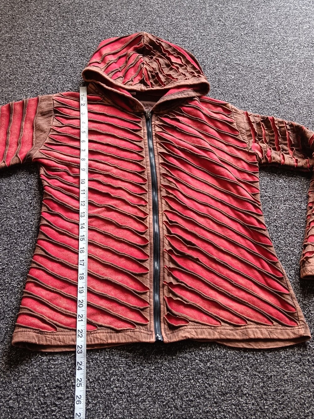 Y2K Nepal Fairy Grunge Full Zip Slashed Hoodie Womens Sz. Large, 100% Cotton - Picture 8 of 9